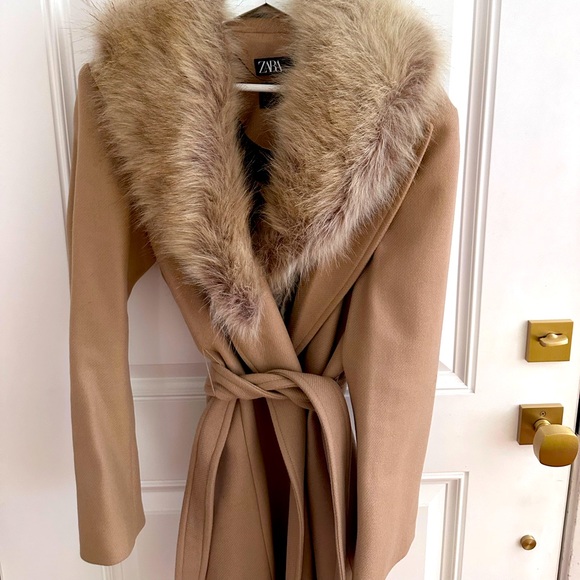 NEW w/o Tags Zara Long Wool Blend Coat Sz L - Picture 5 of 8